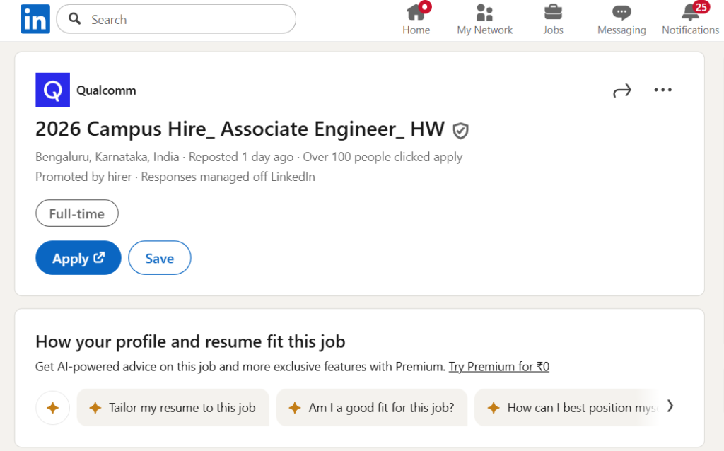 Qualcomm Hiring Drive 2025