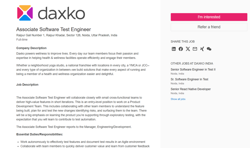 Daxko Off Campus Hiring
