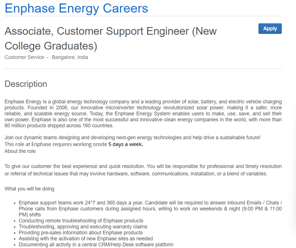 Enphase Off Campus Hiring