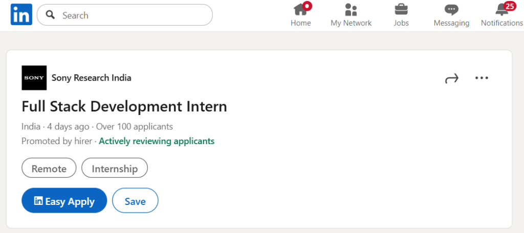 Sony Off Campus Hiring