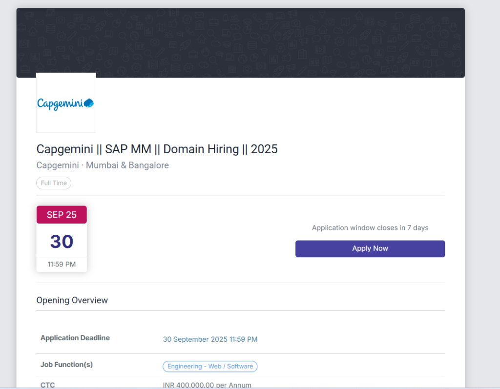 Capgemini Off-Campus Mass Hiring Drive
