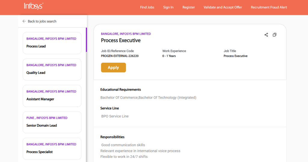 Infosys Hiring Drive