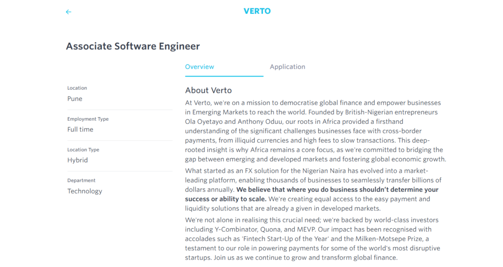 Verto Off Campus Hiring
