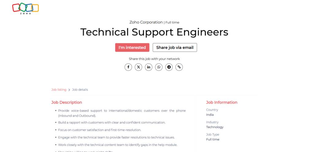 ZOHO Big Hiring Drive