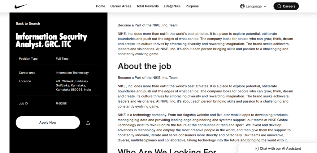 Nike Off Campus Hiring