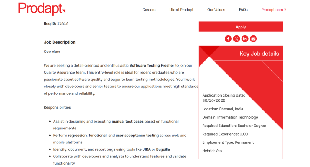 Prodapt Off-Campus Hiring