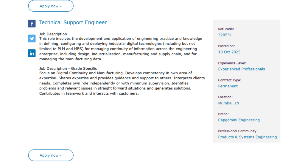 Capgemini New Hiring Drive