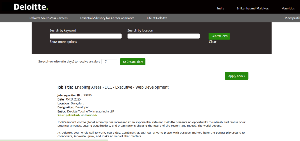Deloitte Off Campus New Hiring