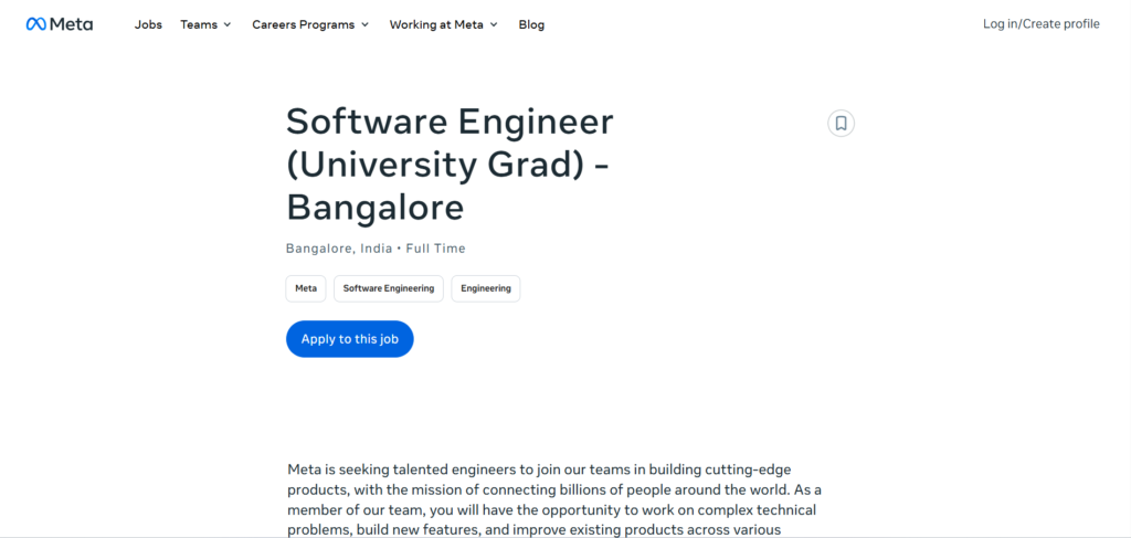 Meta Off Campus Hiring