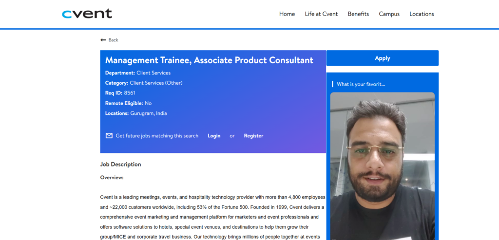 Cvent New Off-Campus Hiring