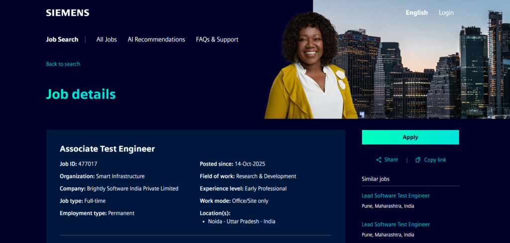 Siemens New Off Campus Hiring