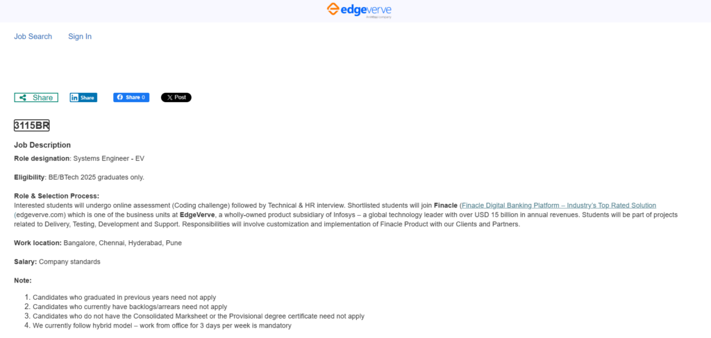 Infosys Edgeverve Hiring