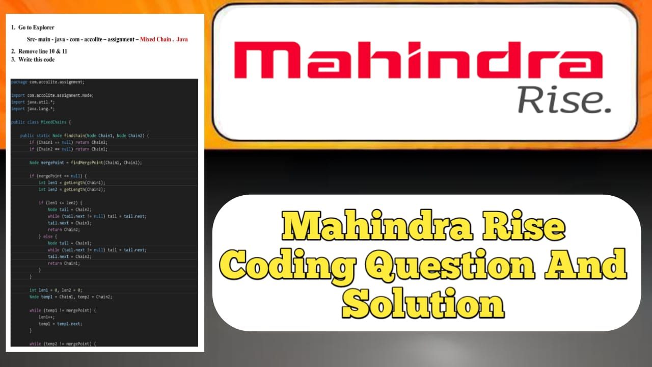 Mahindra Rise Coding Question And Solution